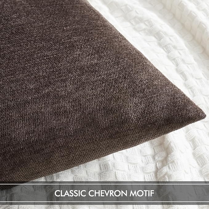 MIULEE Pack of 2 Dark Brown Decorative Pillow Covers 20x20 Inch | Soft Chenille Couch Throw Pillows Farmhouse Cushion Covers for Home Decor Sofa Bedroom Living Room