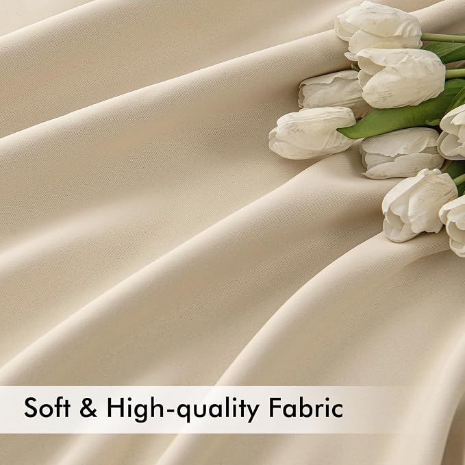 MIULEE Cream Beige Back Tab Light Blocking Curtains 98 Inch Length 2 Panels Set for Living Room Bedroom Privacy, Rod Pocket/Pinch Pleat Thermal Insulated Room Darkening Pleated Blackout Drapes
