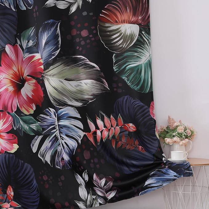Estelar Textiler Vintage Boho Floral Patterned Blackout Curtains 90 Inches Long,Grommet Thermal Insulated Drape for Living Room Bedroom Decor Window Treatment Curtains 2 Panel,52x90 Inch