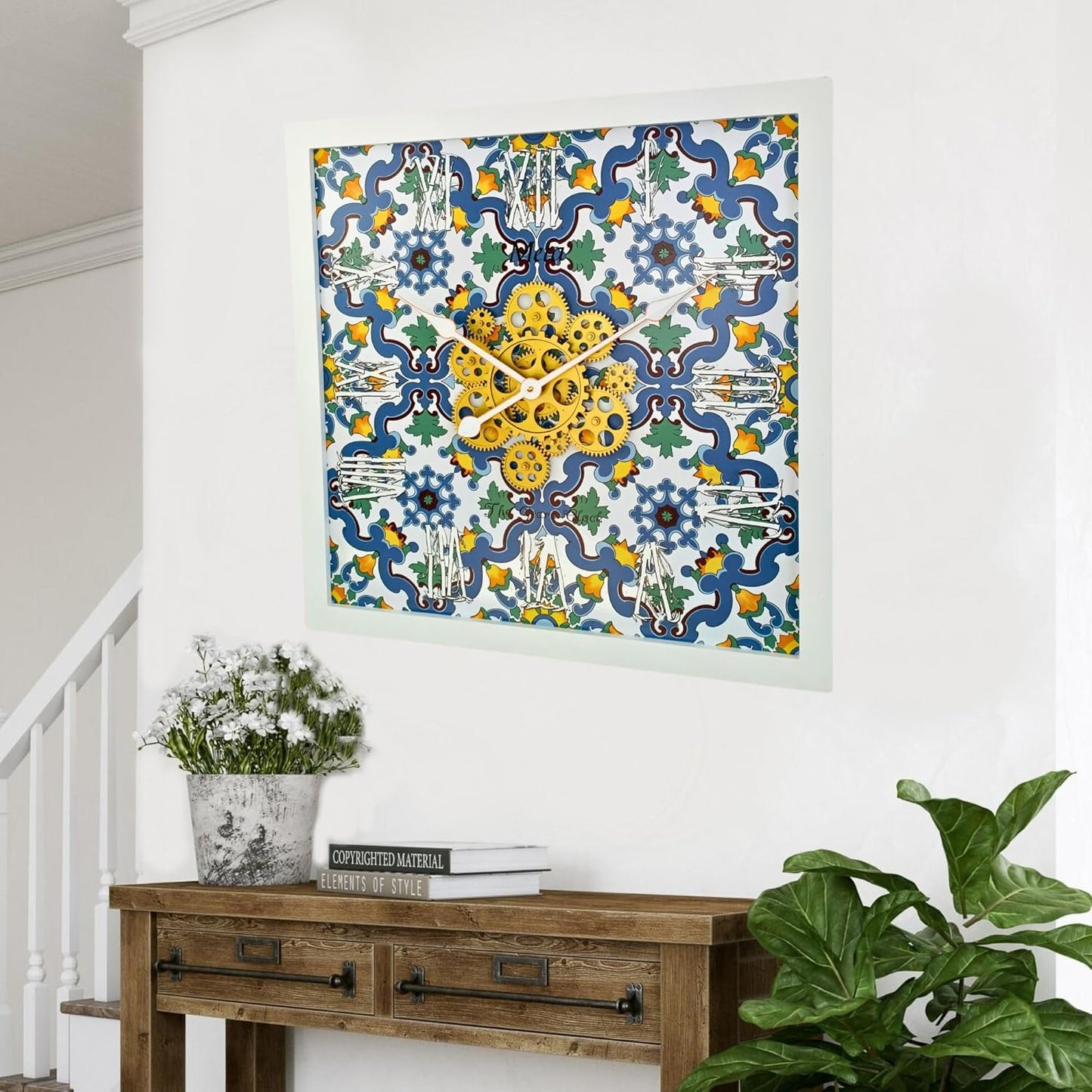 The Gears Clock Wall Clock Italy Collection with Moving Gears (Meta, 24 inches (60 cm))