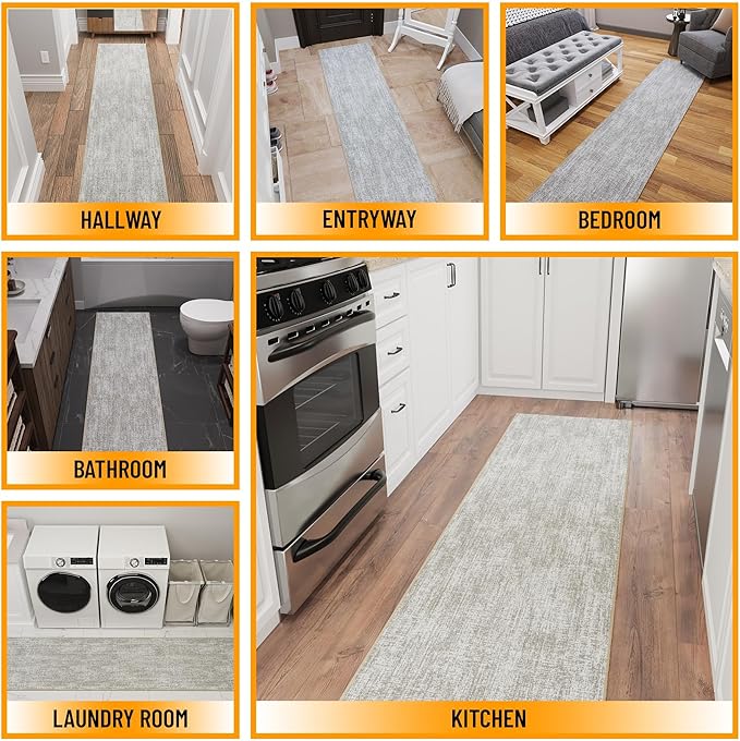 Ottomanson Aisle Runner Rug 1'10.5" x 18' – Soft Non-Slip Rug, Low Pile Carpet for Hallways, Events, Churches & Extra-Long Indoor Spaces, Solid Beige