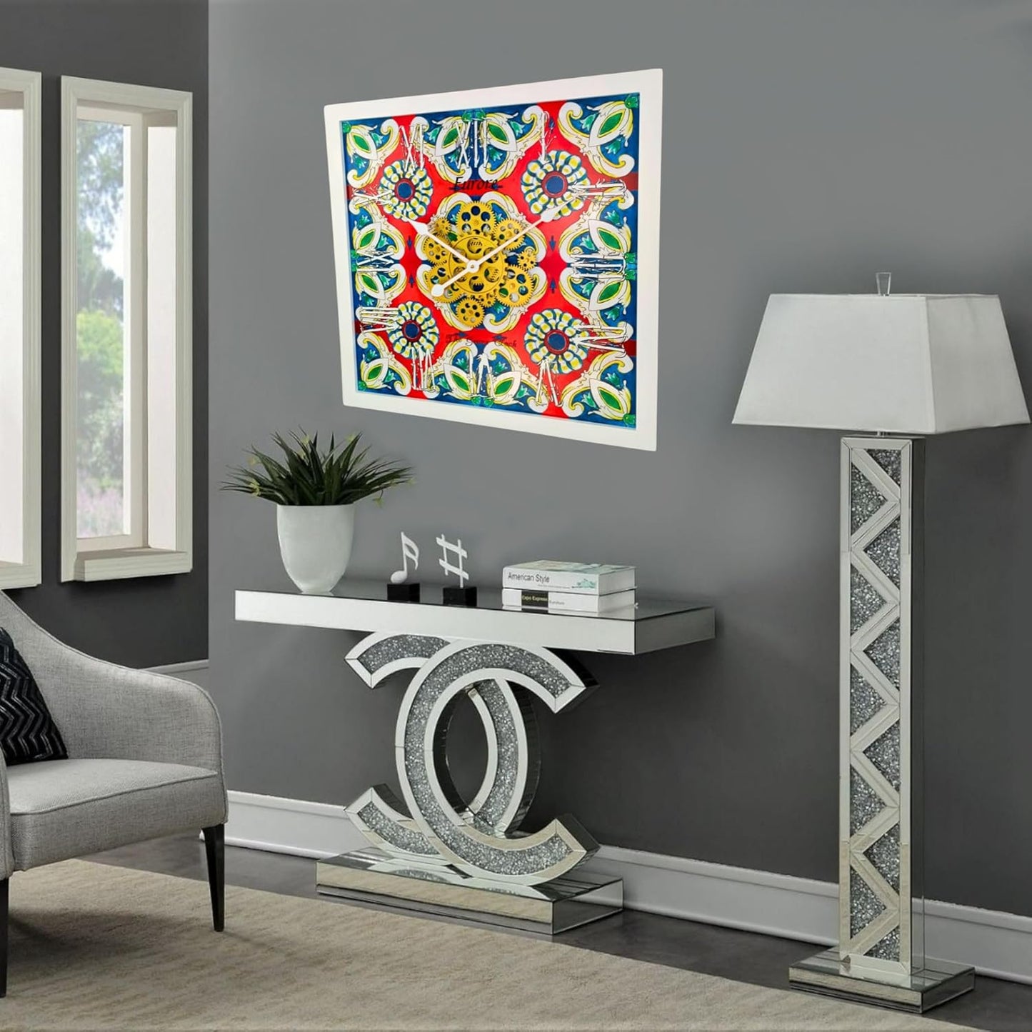 The Gears Clock Wall Clock Italy Collection with Moving Gears (Furore, 24 inches (60 cm))