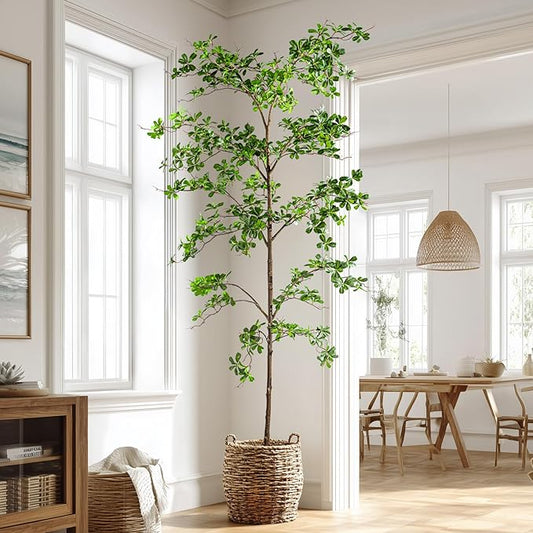 Erimda Faux Black Olive Tree 8ft, Faux Plants Indoor Large Tall Tree Artificial Shady Lady Tree with Natural Wood Trunk & Realistic Leaves, Fake Olive Plant for Home Office Indoor Decor
