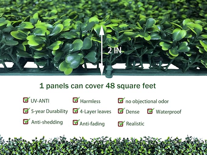 ODTORY Artificial Ivy Privacy Fence Wall Screen: 4FT X 12FT (48 sqft) | UV-Anti Faux Boxwood Roll Panels, Greenery Backdrop, Ivy Vine 4-Layer Leaves Hedges Covering, Indoor Outdoor Green Decor