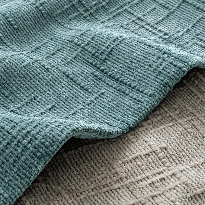 MIULEE Slubby Textured Decorative Throw Pillow Covers 20x20 Inch Set of 2 Boho Farmhouse Soft Cozy Chenille Pillows Cushion Cases Modern Home Decor for Couch Sofa Bed Living Room, Teal