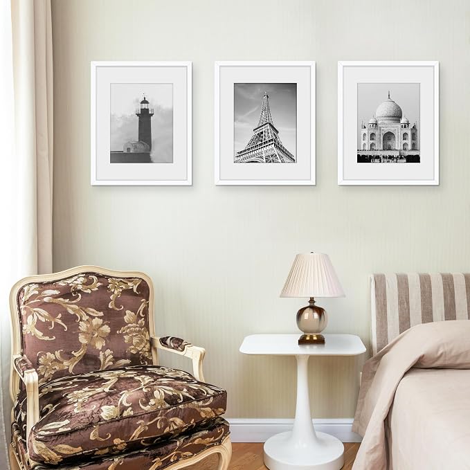 Picrit 16x20 Picture Frame 3 Pack, White Poster Frame, Display Poster 11 x 14 with Mat or 16 x 20 without Mat for Horizontal or Vertical Wall Mounting