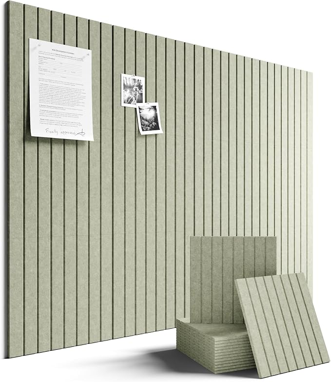 Fluxynara Large Felt Bulletin Board 48" x 36" Cork Board Alternative-12 Pack with 64 Safe Removable Adhesive Tabs, Cork Boards for Walls Cork Board for Home Office Classroom Pin Board - Sage Green