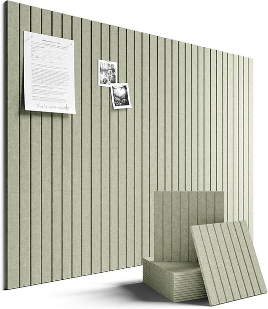 Fluxynara Large Felt Bulletin Board 48" x 36" Cork Board Alternative-12 Pack with 64 Safe Removable Adhesive Tabs, Cork Boards for Walls Cork Board for Home Office Classroom Pin Board - Sage Green