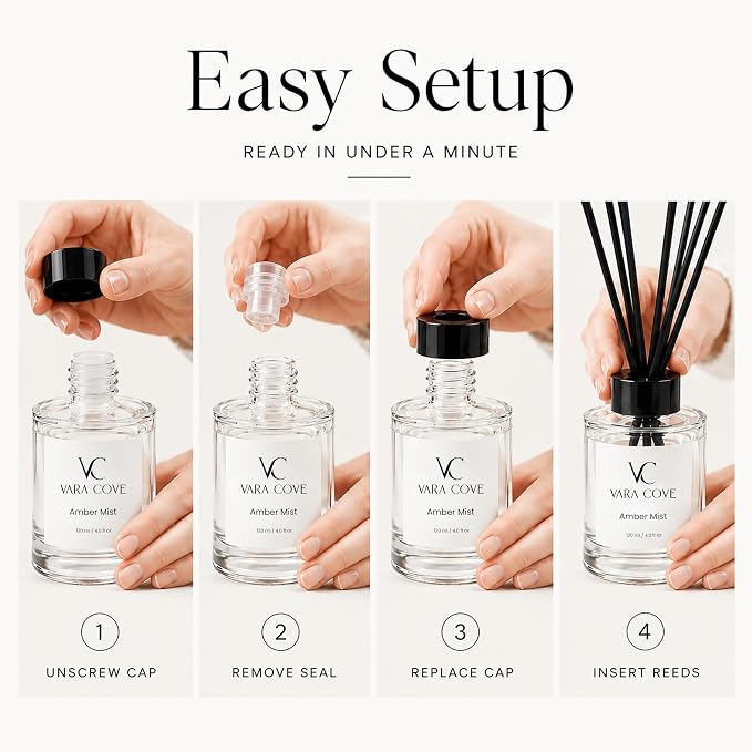 Reed Diffuser Set 3 Pack Premium Reed Diffusers Amber, Cedar & Moss Scents Long Lasting Home Fragrance Gift Set for Bathroom, Office & Home