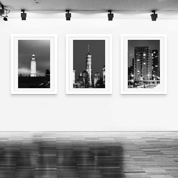 Picrit 30x40 Picture Frame 3 Pack, White Poster Frame, Display Poster 24 x 36 with Mat or 30 x 40 without Mat for Horizontal or Vertical Wall Mounting