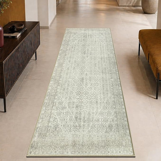 Keen Home Design 30"x84" Rug - Machine Washable Runner Rug with Non-Slip Backing, Ideal for Hallway, Entryway, Kitchen, Laundry Room - Vintage, Easy Clean, Durable, Low Pile Rug - (2'6" x 7')