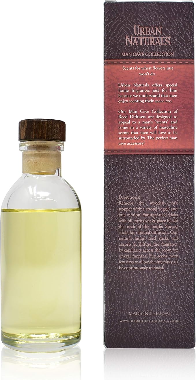 Urban Naturals Reed Diffuser Set, Vetiver - Bathroom Shelf Décor | Home Fragrance, MAN CAVE: Vetiver, Oud, Warm Amber & Frankincense. An Elegant