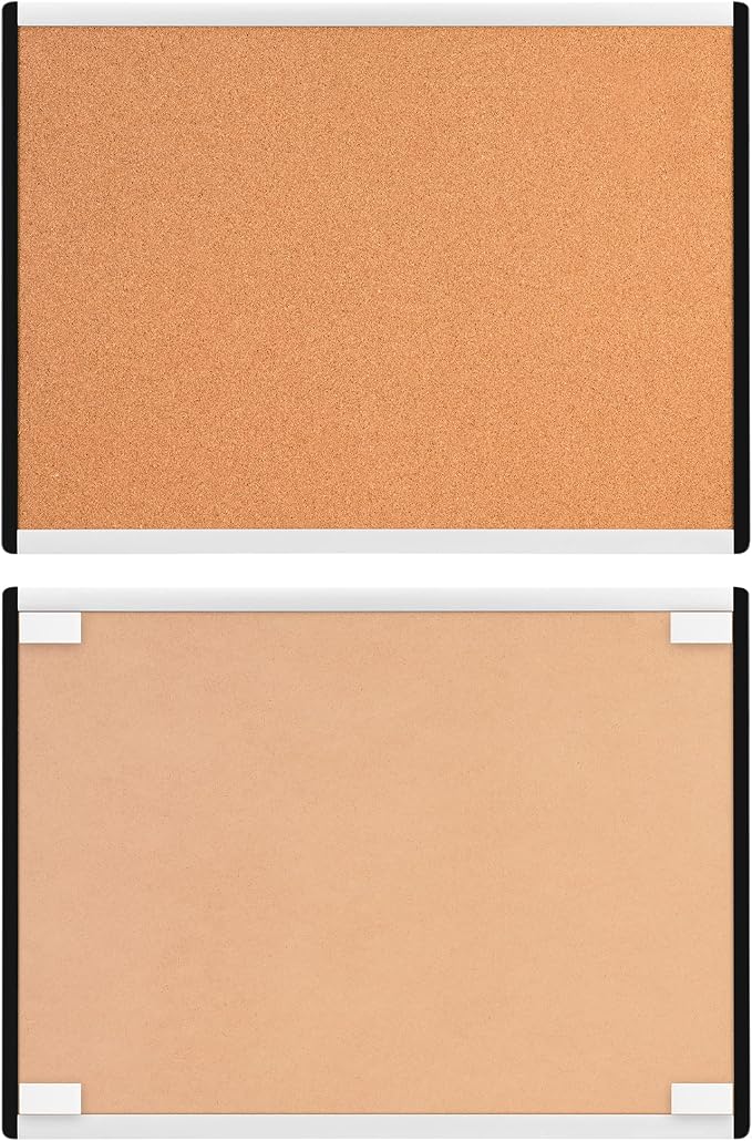 Amazon Basics Cork Bulletin Board, 23" x 17", Lightweight, Easy to Mount, Aluminum/Plastic Frame