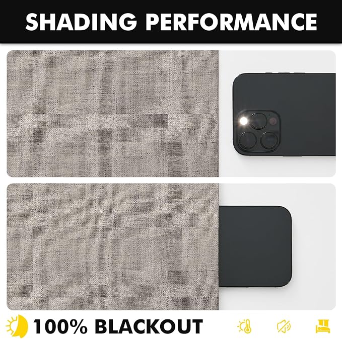 MIULEE 100% Blackout Curtains for Bedroom, Linen Solid Luxury Decor Thermal Insulation Room Darkening Drapes for Living Room Back Tab Rod Pocket 42 x 84 Inches, 2 Panels,Greige