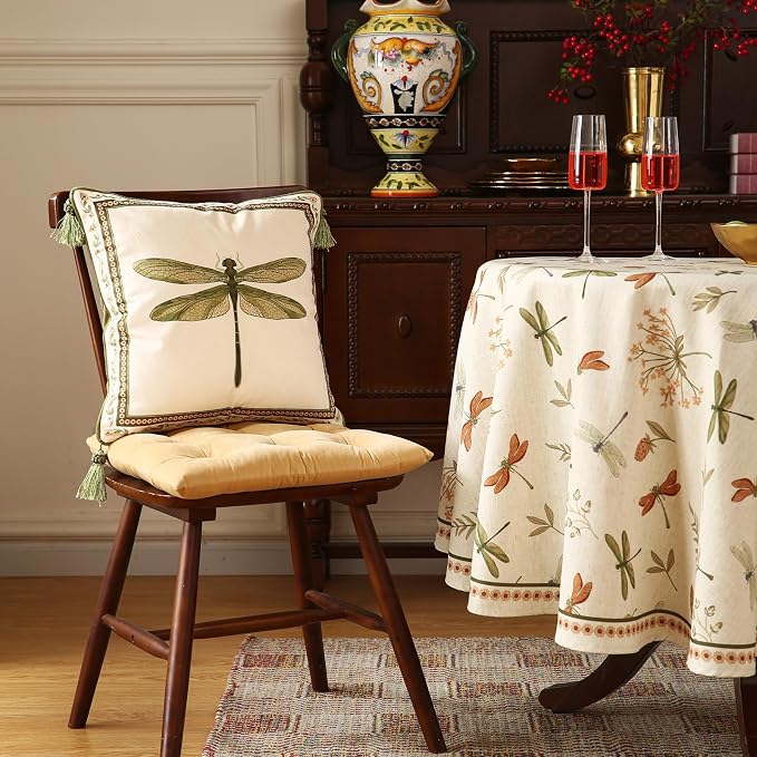 ISAENNE Designer Vintage French Velvet Throw Pillow Cover,18"x18"-Grace C | Pillow Cover,Concealed Zipper Design,Dragonfly Pattern,Sofas,Bedroom,Living Room,Lounge Chairs,All Season Home Decor