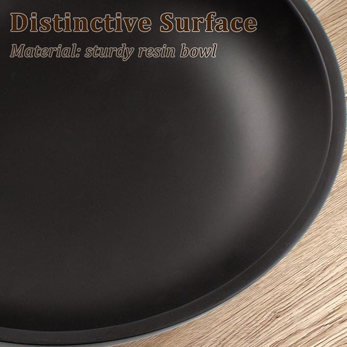 LIN CHUAN Modern Resin Pedestal Bowl, Large Fruit Bowl for Kitchen Counter, Catch All bowl for Entryway Table, Dark Brown