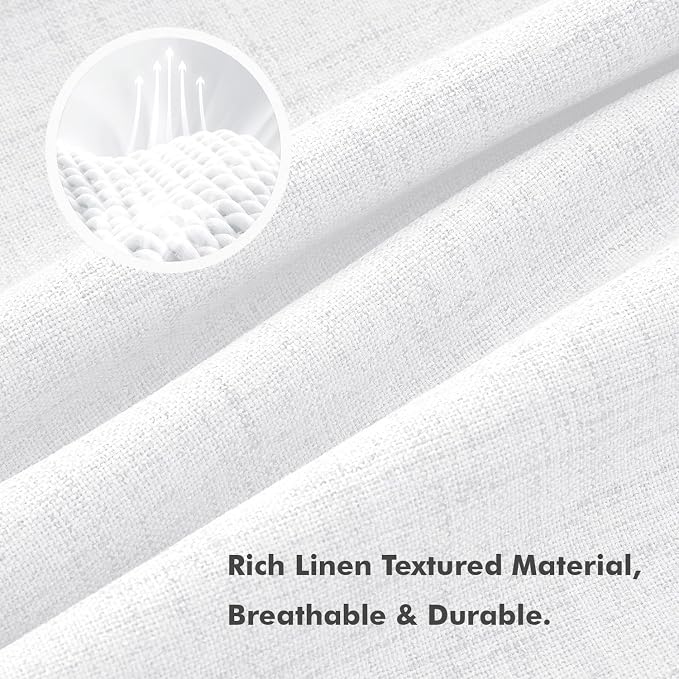 MIULEE 100% Blackout Linen Curtains for Bedroom, Bright White Solid Luxury Decor Thermal Insulation Room Darkening Drapes for Living Room Back Tab Rod Pocket 42 x 96 Inches, 2 Panels