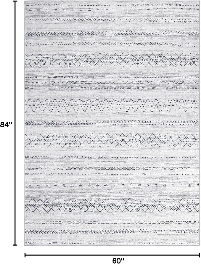 cotiled 5x7 Area Rugs Living Room Rug: Washable Boho Rugs with Non Slip Backing Large Soft Indoor Stain Resistant Carpet for Bedroom Farmhouse Dining Room Lightweight Home Decor Grey