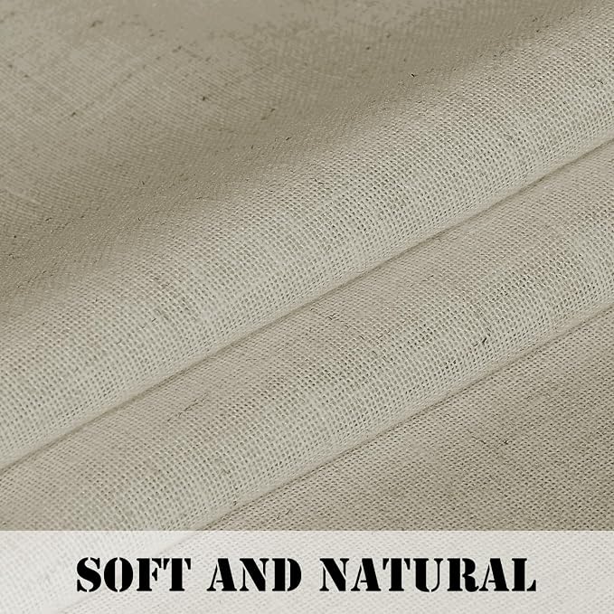 H.VERSAILTEX Linen Curtains Elegant Natural Linen Semi Sheer Curtains Energy Light Filtering Rod Pocket Window Treatments Panels for Living Room (Set of 2, Castle Wall, 52 inch W X 54 inch L)
