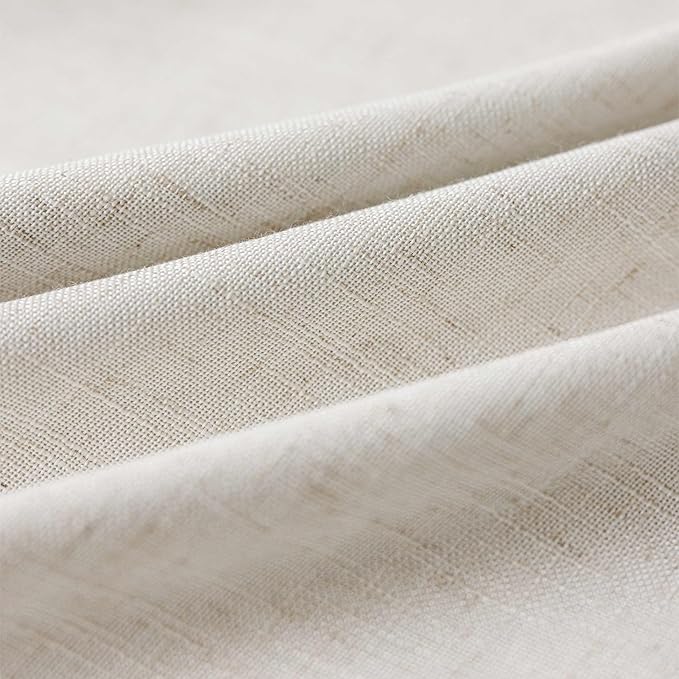 Pinch Pleated Curtains 95 Inch Long 100% Blackout Thermal Insulated Natural Linen Pinch Pleat Viral Drapes with Hooks Rings 2 Panel Sets Back Tab Window Curtains, 40" Wx95 L