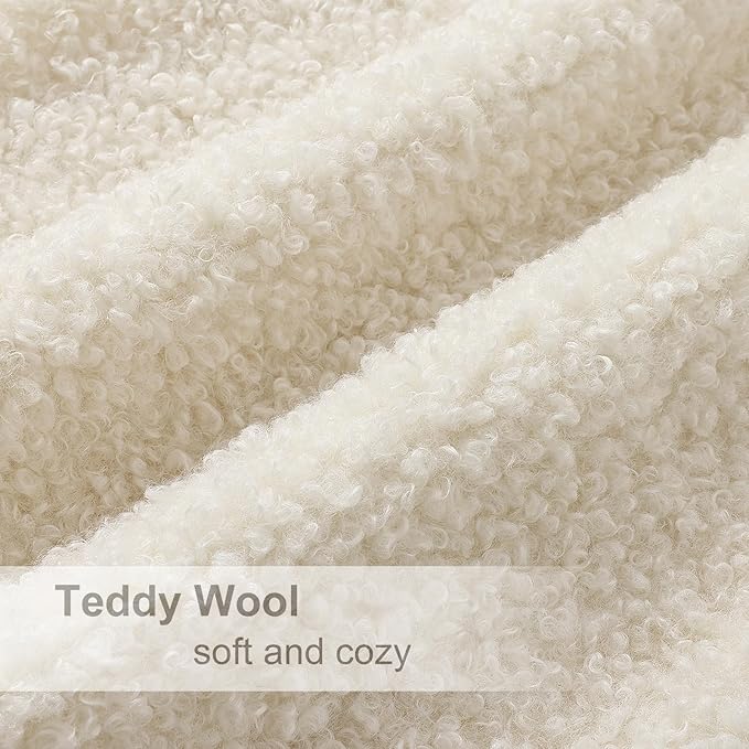 decorUhome Pack of 2 Throw Pillow Covers 20x20 Inch, Faux Fur Decorative Sherpa Pillow Covers Fuzzy Accent Soft Sheepskin Fleece Pillow Cases for Couch Living Room Bed, Neutral Cream