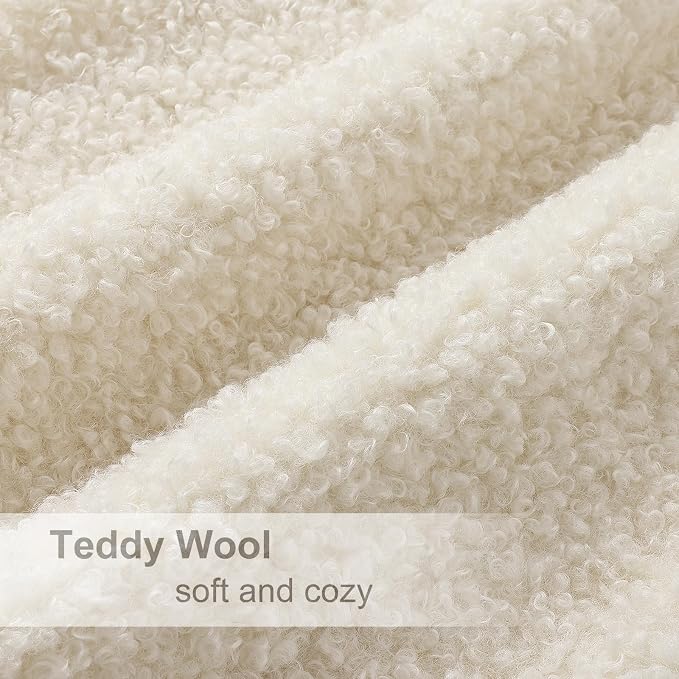 decorUhome Pack of 2 Throw Pillow Covers 16x16 Inch, Faux Fur Decorative Sherpa Pillow Covers Fuzzy Accent Soft Sheepskin Fleece Pillow Cases for Couch Living Room Bed, Neutral Cream