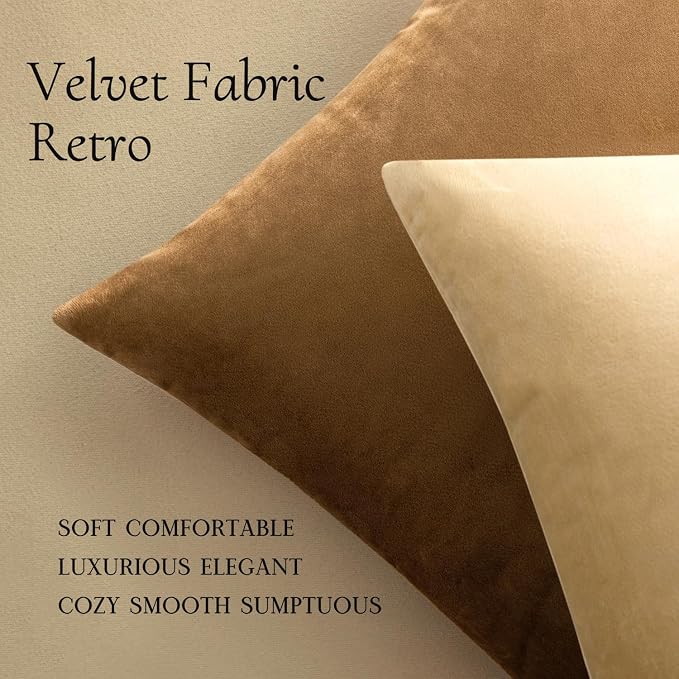 MIULEE Velvet Throw Pillow Covers 20x20 Inch, Pack of 2 - Beige, Soft Solid Decorative Pillow Covers Cushion Cases Modern Luxury Home Decor for Spring Couch Sofa Bedroom Livingroom