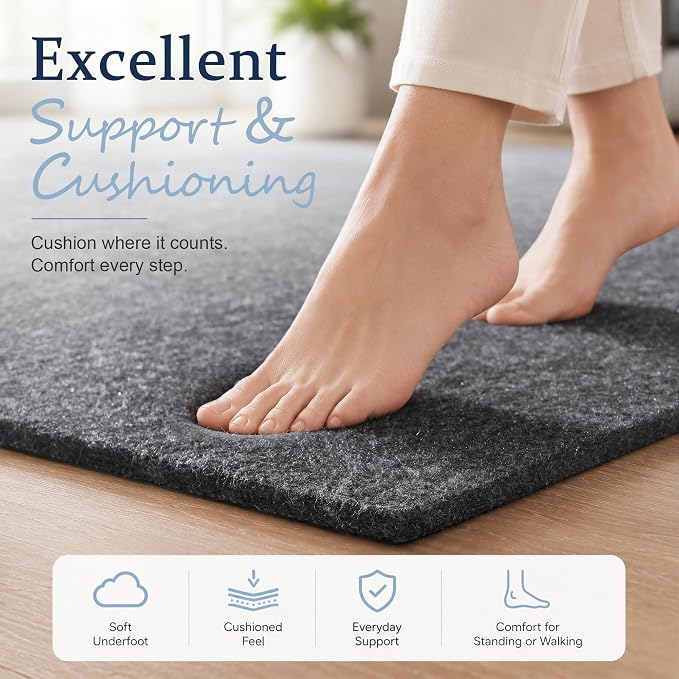 Merelax 5x7 Non Slip Rug Pad Gripper Cushioned Carpet Pads for Hardwood Floors, Thick Felt Liner with Silicone Backing, Under Area Rugs Anti Skid Mat Keep Rugs in Place and Safe