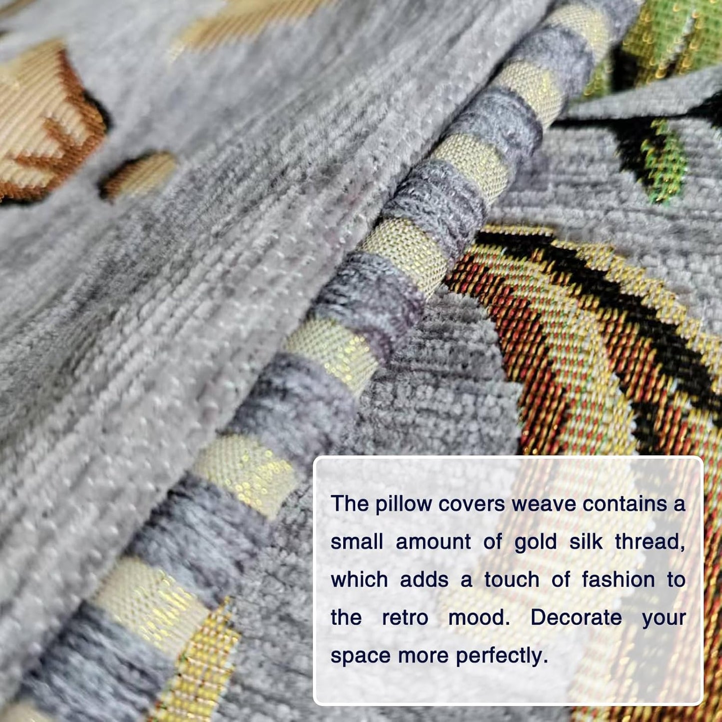 2 Pcs Grey Chenille Vintage Embroidered Throw Pillow Covers 18x18in,Grey Tassel Vintage Pattern Pillow Covers, Floral Embroidered Cushions Covers for Sofa Couch Bed Chairs Car