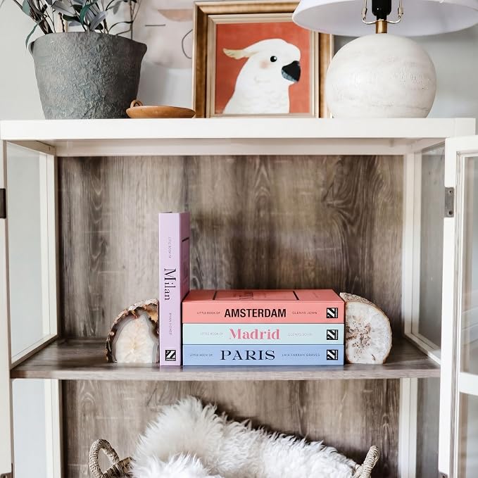 PROBENEX 4 Pcs Decorative Books | Faux Pastel Coffee Table & Shelf Decor | Soft Muted Look for Living Room, Office and Entryway - Not Real, Tool-Free 2-Min Setup