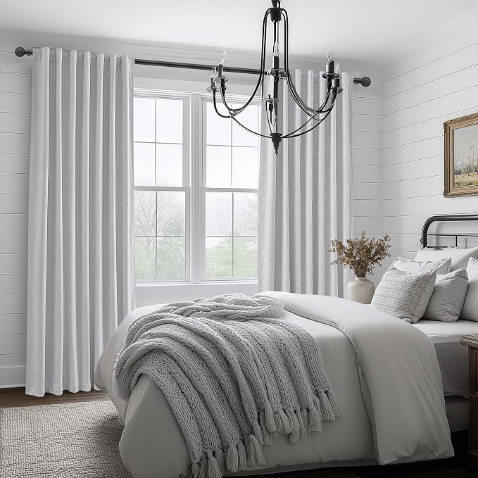 Light Grey Blackout Curtains 84 Inch Length 2 Panels Set for Bedroom, Modern Faux Linen Room Darkening Pleated Gray Burg with Rod Pocket Back Tab Insulated Curtain for Office Sunroom (50"Wx84"Lx2 )