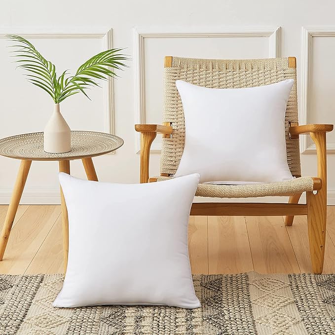 Qeils 18 x 18 Pillow Inserts Set of 4 White Throw Pillow Inserts with Soft Polyester Cover - Rectangle Square Interior Sofa Pillow Inserts Decorative Pillow Insert White Couch Pillow, Pack of 4