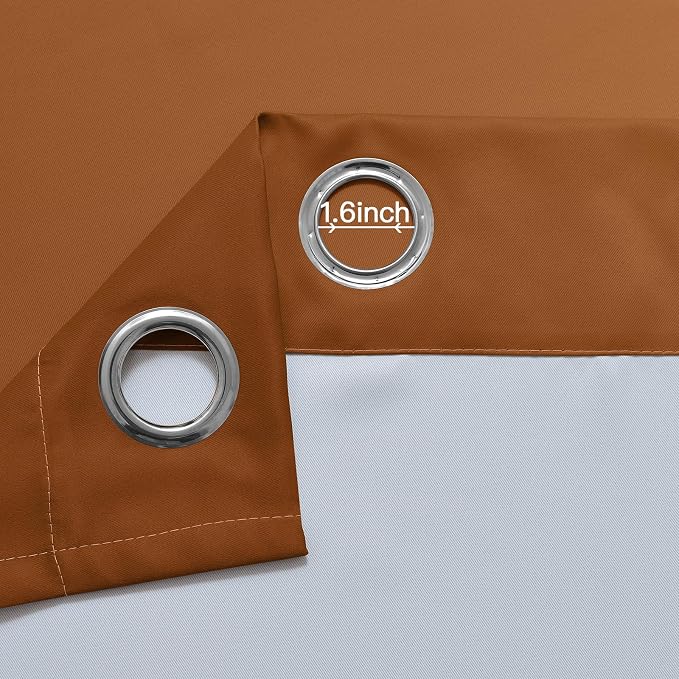 Yakamok Ombre Curtains Burnt Orange and Greyish White for Bedroom,52Wx84L | Room Darkening Curtains 84,Thermal Insulated Gradient Color Drape,Light Blocking Grommet Window Curtains for Bedroom,2 Panels