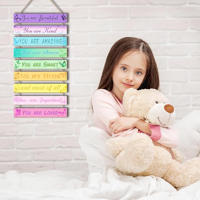 Butterfly Room Decor Set - 9 Pieces for Girls' Bedroom, Inspirational Wall Plaques