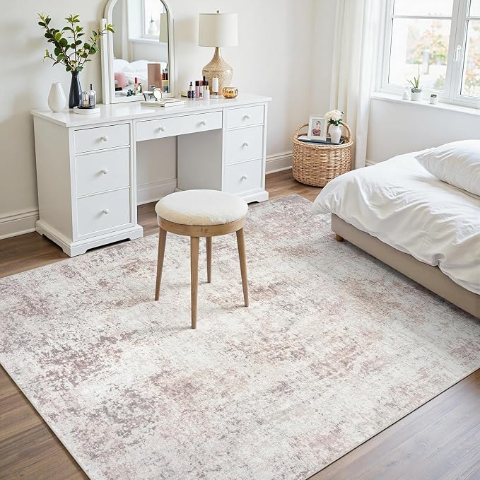 Area Rugs 6x9 Living Room: Large Soft Washable Rug Modern Abstract Anti-Skid Non-Shedding Carpet Indoor Floor Thin Carpets for Bedroom Dining Room Farmhouse Nursery Home Office Beige Grey