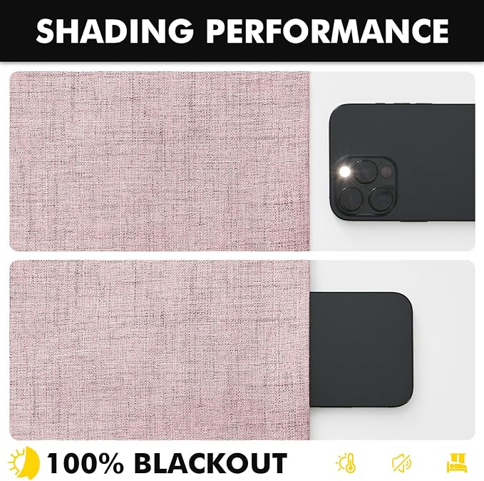 MIULEE 100% Blackout Linen Curtains for Bedroom, Pink Solid Luxury Decor Thermal Insulation Room Darkening Drapes for Living Room Back Tab Rod Pocket 42 x 84 Inches, 2 Panels