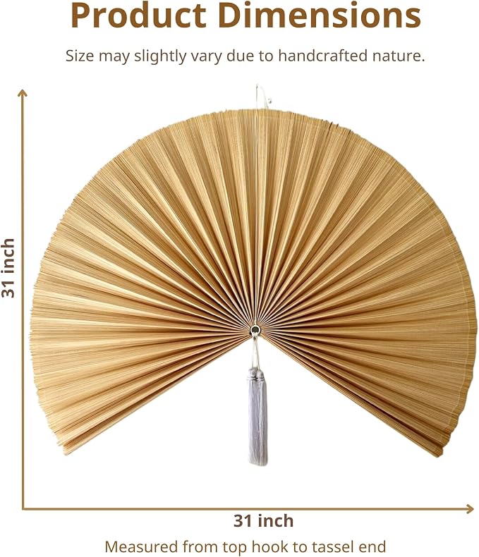 ChumDecor Fan Wall Decor, Japanese Chinese Wall Fans Decor, Boho Hanging Headboard, Decorative Folding Fan for Over Bed Decorations