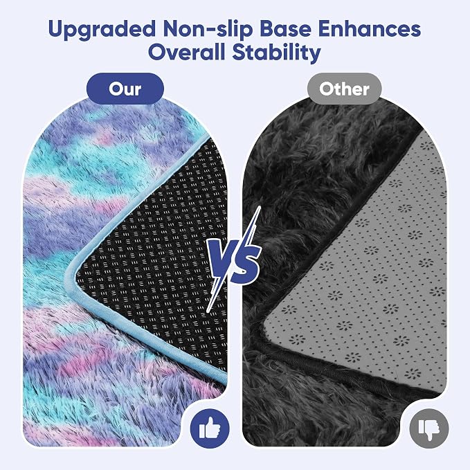 Rainbow Fluffy Rugs for Girls Bedroom: 4x6 Large Shag High Pile Area Rug Upgrade Non-Slip Plush Fuzzy Living Room Rug Shaggy Soft Indoor Floor Carpet Nursery Rugs for Kids Baby Toddler Home Decor