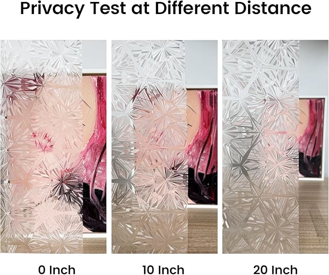 KESPEN Frosted Glass Window Privacy Film, Decorative Frost Window Clings for Home and Office, 97% UV Blocking Window Stickers, Rainbow Film Door Covering Hexagonal Pattern, 17.5 Inch X 6.5Feet