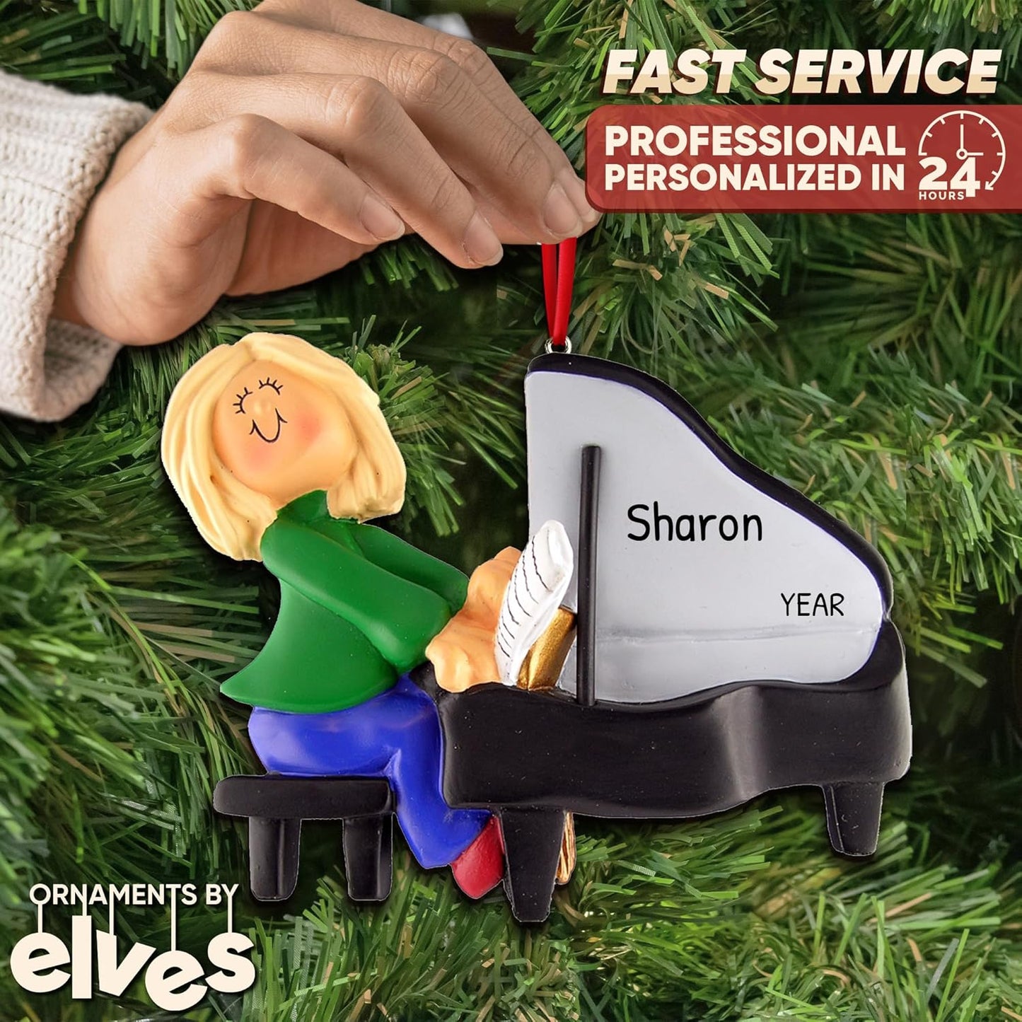 Personalized Piano Ornament 2025 for Piano Teachers, Students, or Musicians – Custom Music Ornament with Keyboard and Notes – Keepsake for Pianists, Recitals, or Tree Decoration