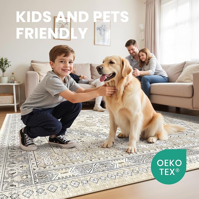zesthome Long Rugs Runner - Washable Runner Rugs for Hallway 2x10, Ultra-Thin Soft Kitchen Carpet Runner, Anti Slip Backing Runner Rugs for Entrance, Bedroom, Living Room (Beige,2'x10')