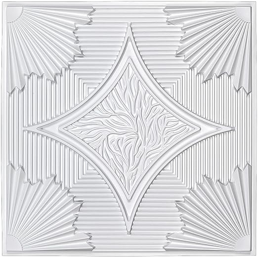 Art3d Drop Ceiling Tiles 24x24 in White (12-Pack, 48 Sq.ft), 3D Wainscoting Panels Glue Up 2x2