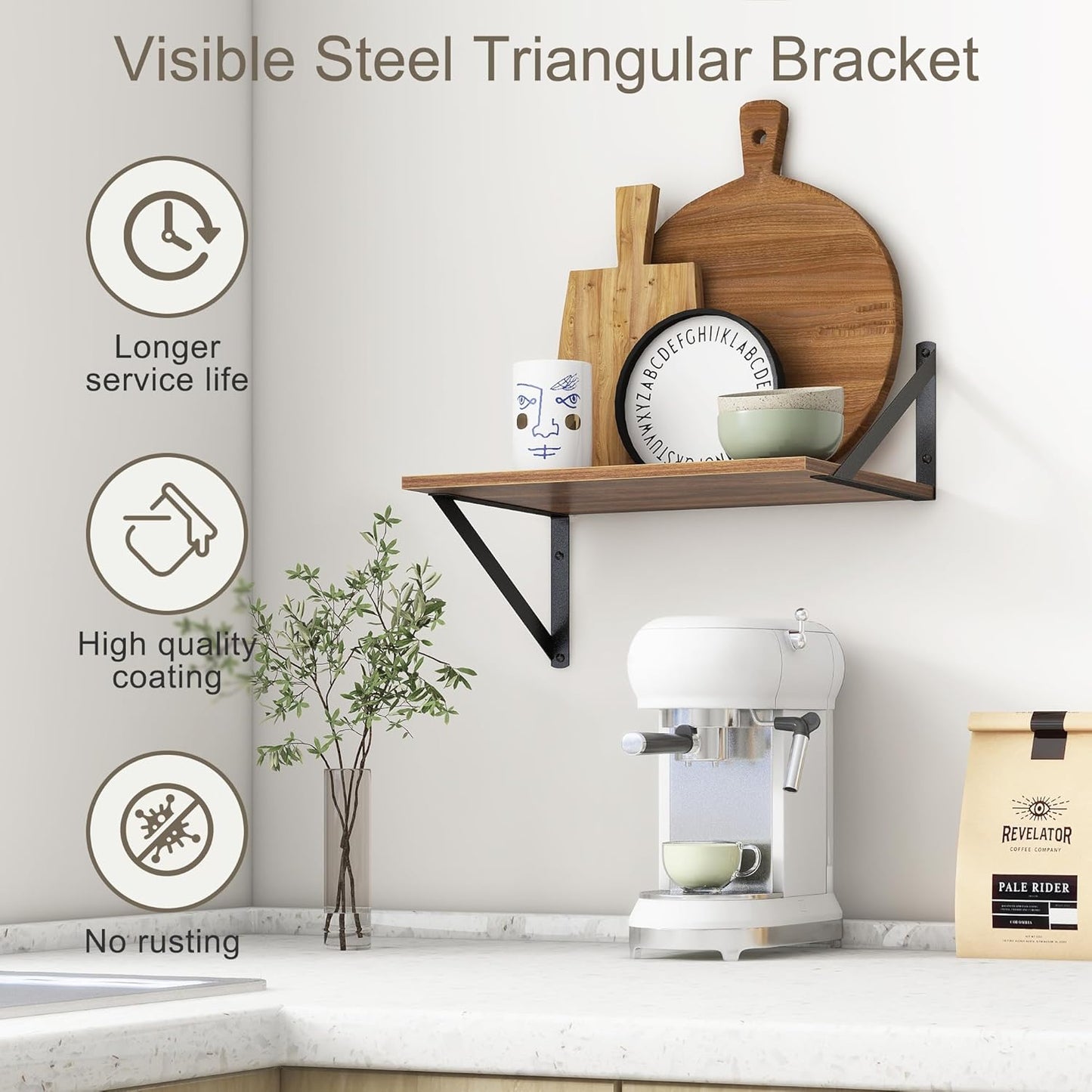 Deep Floating Shelves for Wall, 12 Inch Deep Floating Shelves Set of 2, 16"W x 12"D Wall Shelf, Wide Display Ledges Shelves for Bedroom, Bathroom, 12 Deep Bookshelf Wall Mounted - Walnut Color