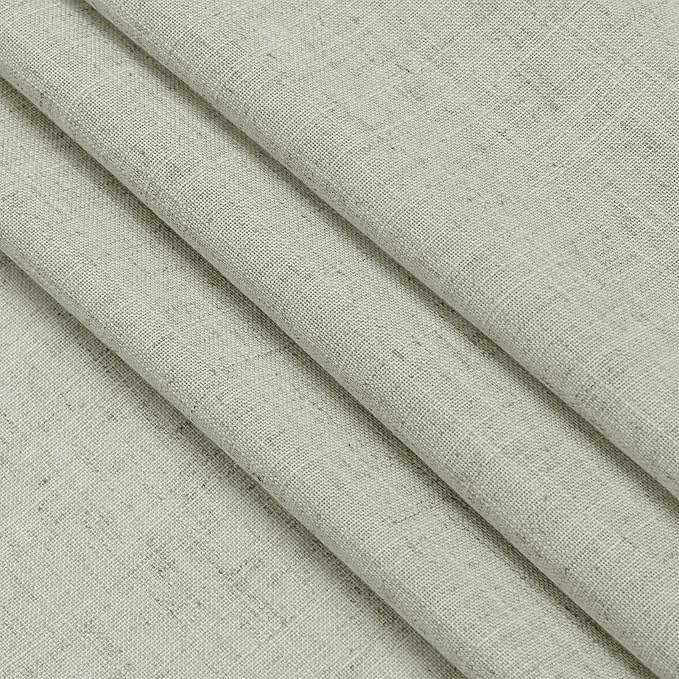 Nanspring Sage Green Curtains 80 Inches Length for Living Room Back Tab Rod Pocket Semi Sheer Linen Drapes Muted Neutral Boho Pale Green Linen Textured Window Curtain for Dining Room 52X80 Inch