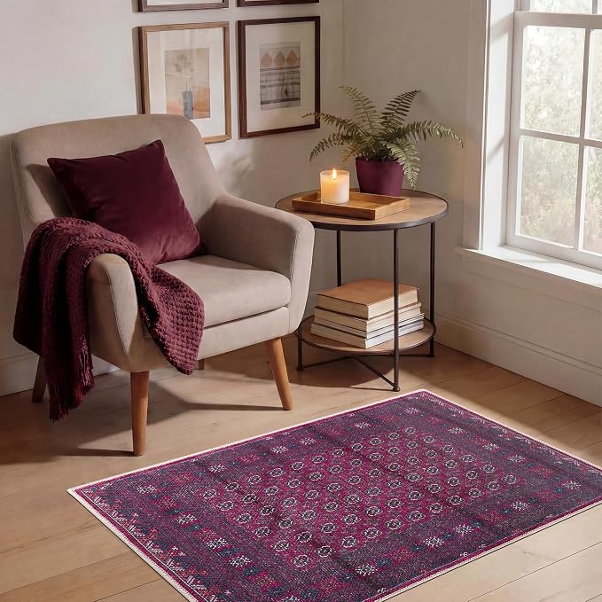 Keen Home Design 2x3 Rug - Machine Washable Entry Rug with Non-Slip Backing, Ideal for Enteryway, Kitchen, Bathroom, Laundry Room - Vintage, Easy Clean, Durable, Low Pile Rug - (2' x 3')