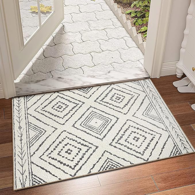 BESTSWEETIE Area Rug 2x3 Rug Machine Washable Non-Slip Low Pile Print Pattern Western Rug for Living Room Bedroom Entryway Tribal Series -Navywhite/Black