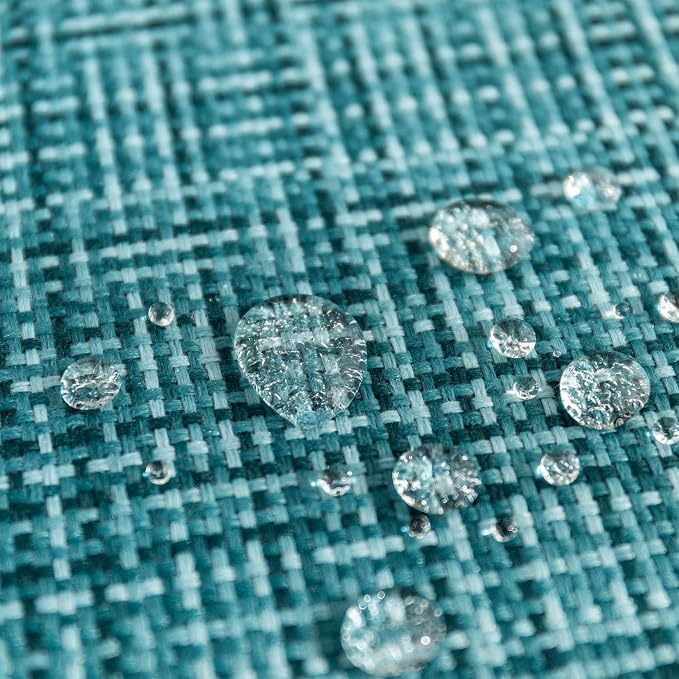 Kevin Textile Outdoor Waterproof Throw Pillow Covers 14x24 Inch Pack of 2 Woven Faux Linen Farmhouse Decorative Water Resistant Lumbar Cushion Covers for Tent Patio Garden Couch Sofa Teal