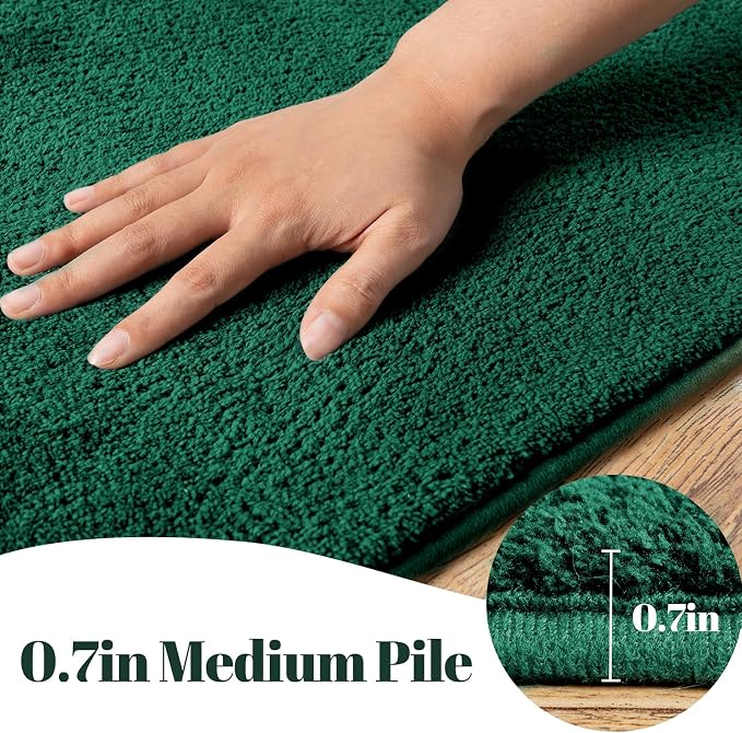 qulint Dark Green Rug for Bedroom 4x6, Washable Thickened Memory-Foam Indoor Living Room Area Rug, Minimalist Modern Carpet Non Slip Comfy Alfombras for Boys Girls Kid Room Nursery Office Home Decor