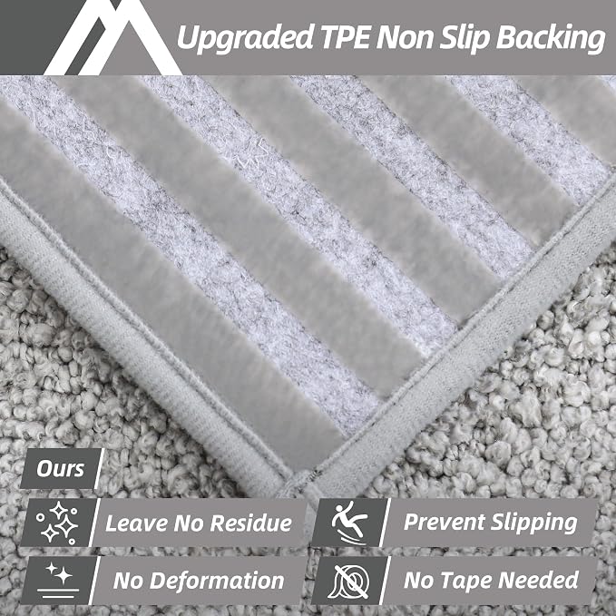 COSY HOMEER Edging Stair Treads Non-Slip Carpet Mat 28inX9in Indoor Stair Runners for Wooden Steps, Edging Stair Rugs for Kids and Dogs, 100% Polyester TPE Backing (7pc, Grey)