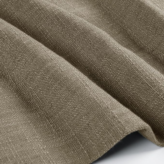 TWOPAGES 52" W x 45" L Linen Blend Cafe Curtains for Kitchen Window, Light Filtering Pinch Pleated Tier Curtains, Modern Farmhouse Half Window Curtains for Bathroom, Taupe Grey, 2 Panels